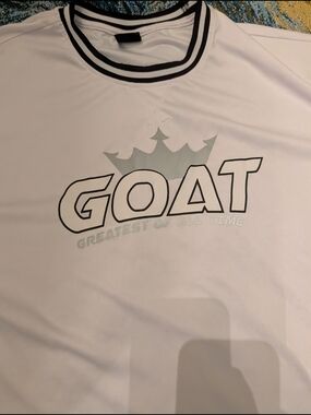 GOAT 'Greatest of All Time' White Graphic Tee Jersey Style